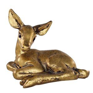 Freeman McFarlin Gold Leaf Baby Deer Fawn Lying Down Figurine MCM